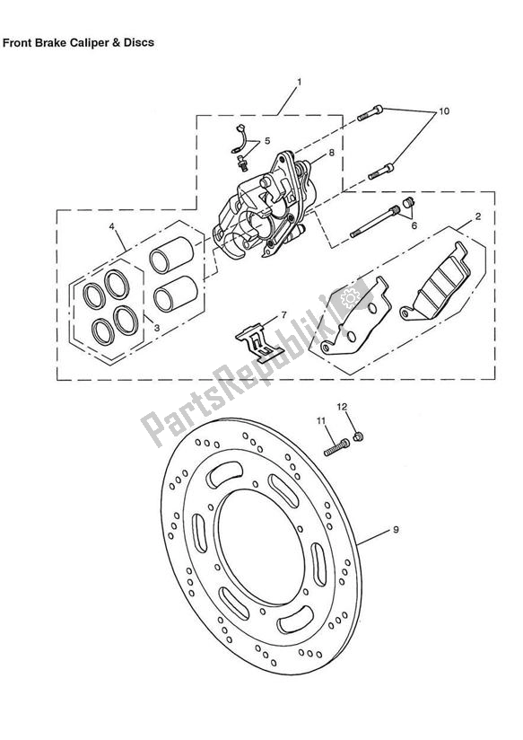 Tutte le parti per il Front Brake Caliper And Disc del Triumph America Carburettor 790 2002 - 2007